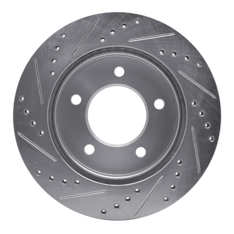 Ford F-150 Brake Rotor (1) - Front Right - R1 Concepts - Drilled & Slotted - Silver - `97-`04